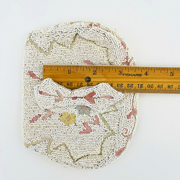 VTG Pastel Floral Beaded Wristlet Purse Envelope Clutch Lined Handmade Belgium - Picture 15 of 16